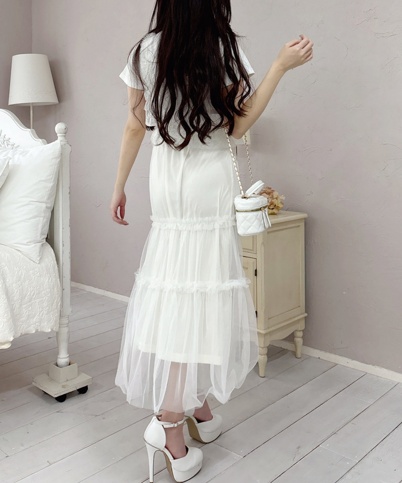 チュールビスチェ&times;スカートセット 詳細画像 オフホワイト 9