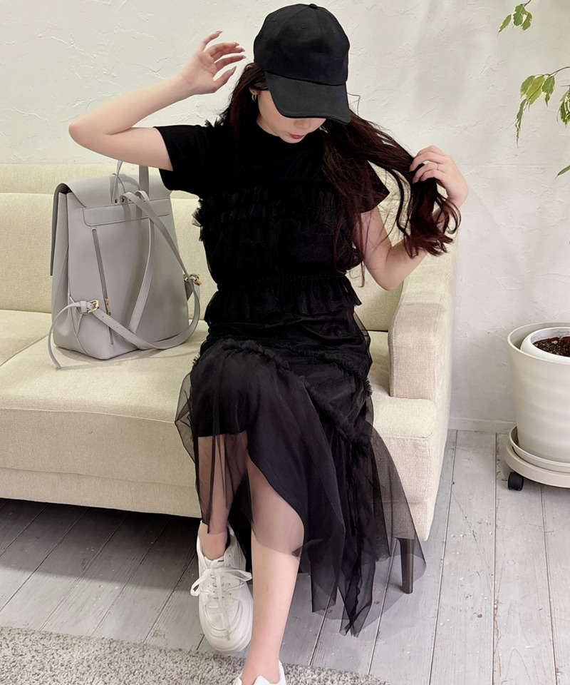 チュールビスチェ&times;スカートセット 詳細画像 ブラック 11