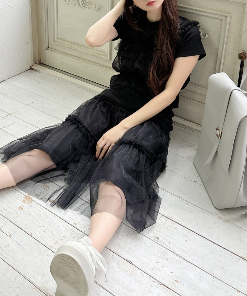 チュールビスチェ&times;スカートセット 詳細画像 ブラック 12