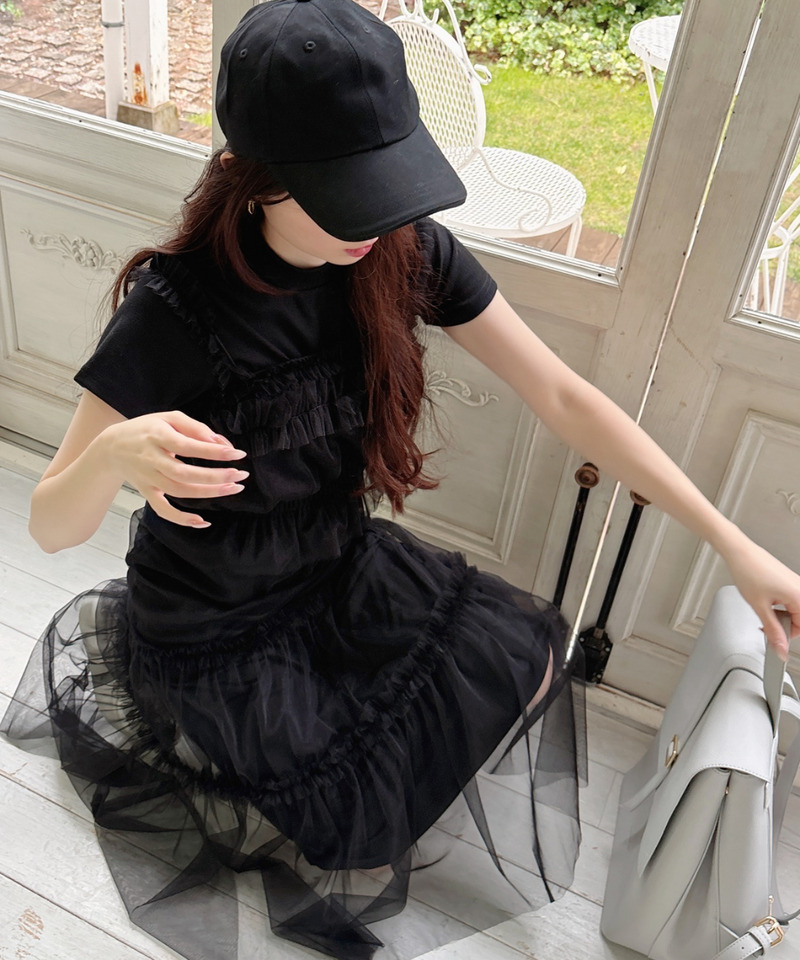 チュールビスチェ&times;スカートセット 詳細画像 ブラック 2