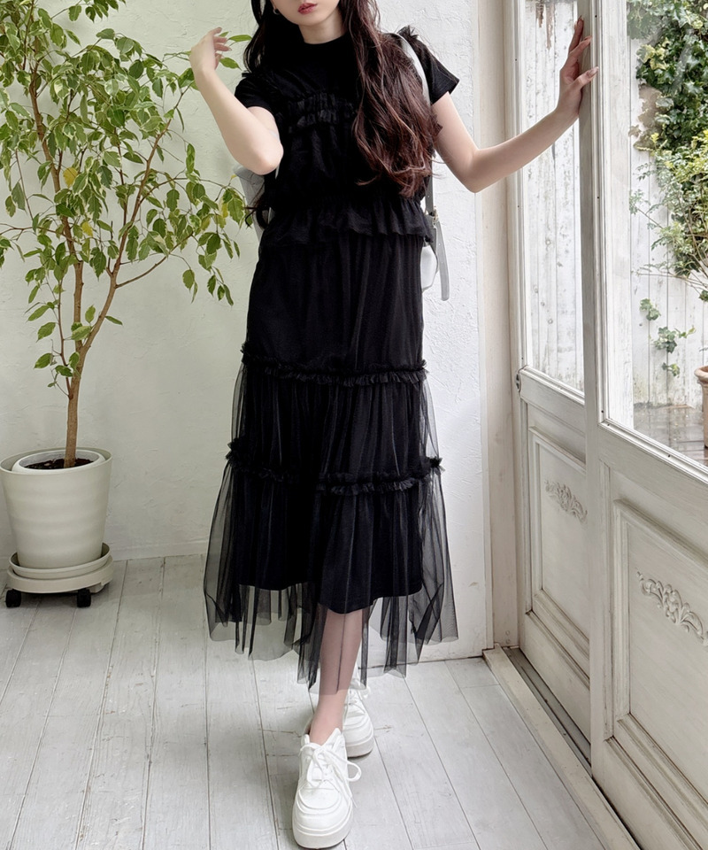 チュールビスチェ&times;スカートセット 詳細画像 ブラック 4