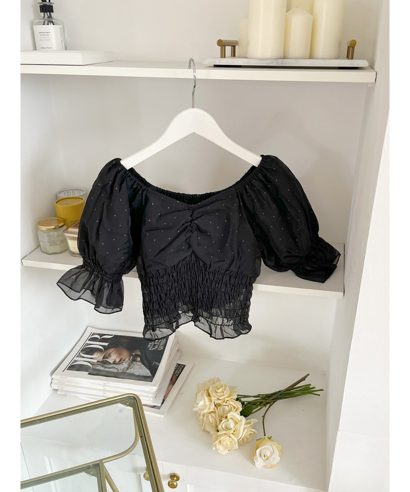 パフスリーブブラウス 詳細画像 ドット 2