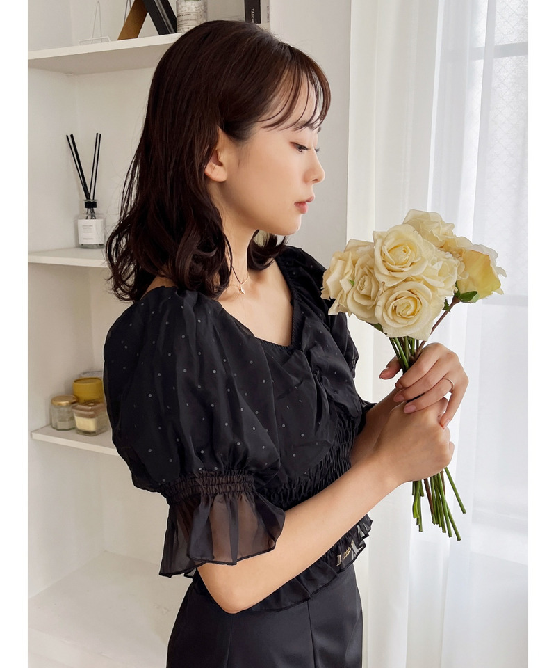 パフスリーブブラウス 詳細画像 ドット 3