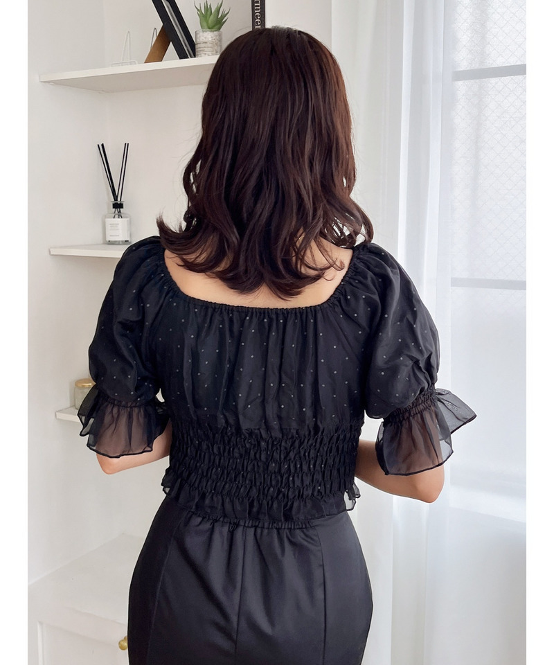 パフスリーブブラウス 詳細画像 ドット 5