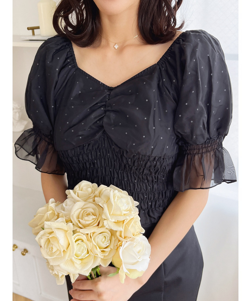 パフスリーブブラウス 詳細画像 ドット 6