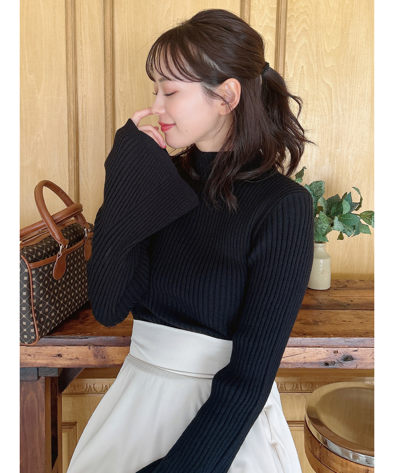 フレアスリーブリブニット 詳細画像 ブラック 3