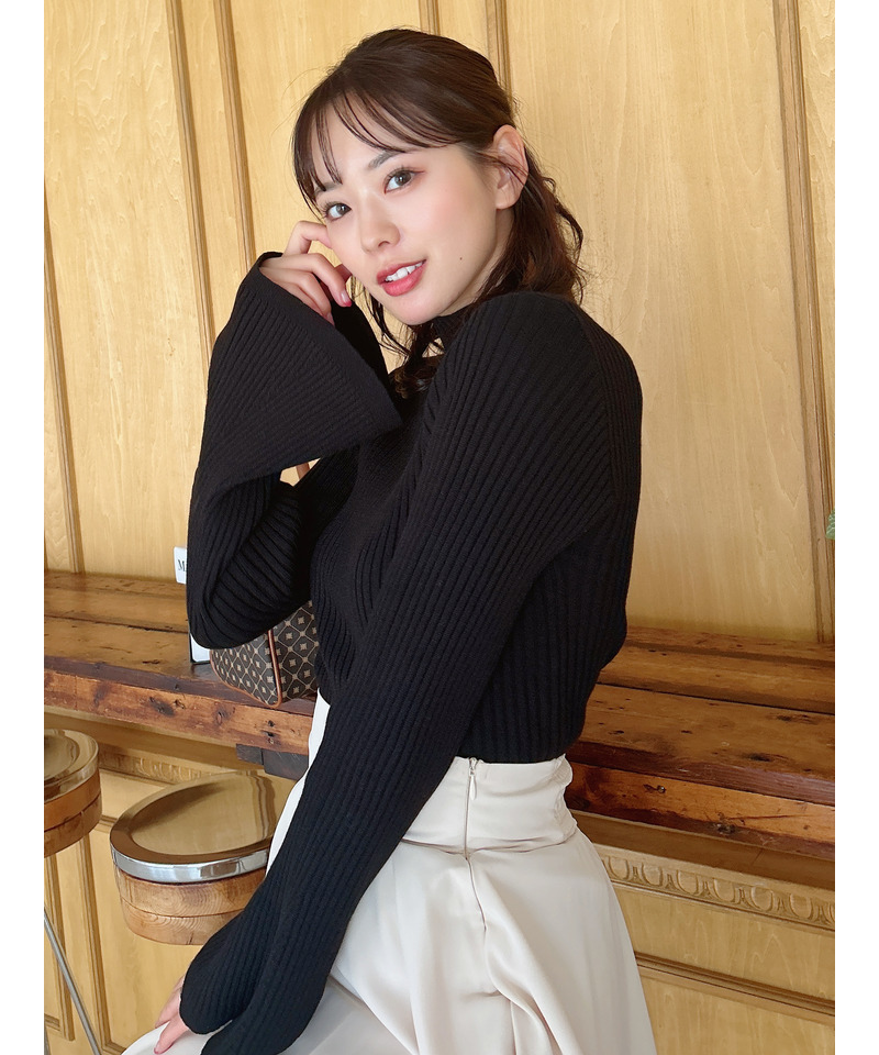 フレアスリーブリブニット 詳細画像 ブラック 4