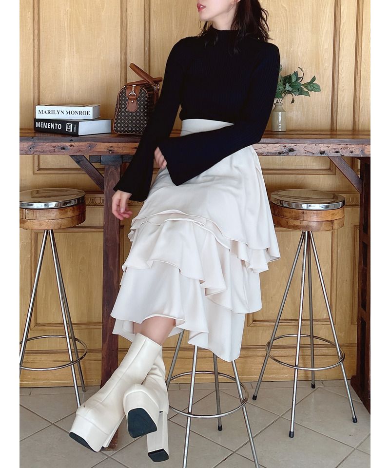 フレアスリーブリブニット 詳細画像 ブラック 5