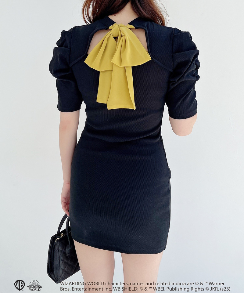 HarryPotter バックリボンタイトワンピース 詳細画像 イエロー 8