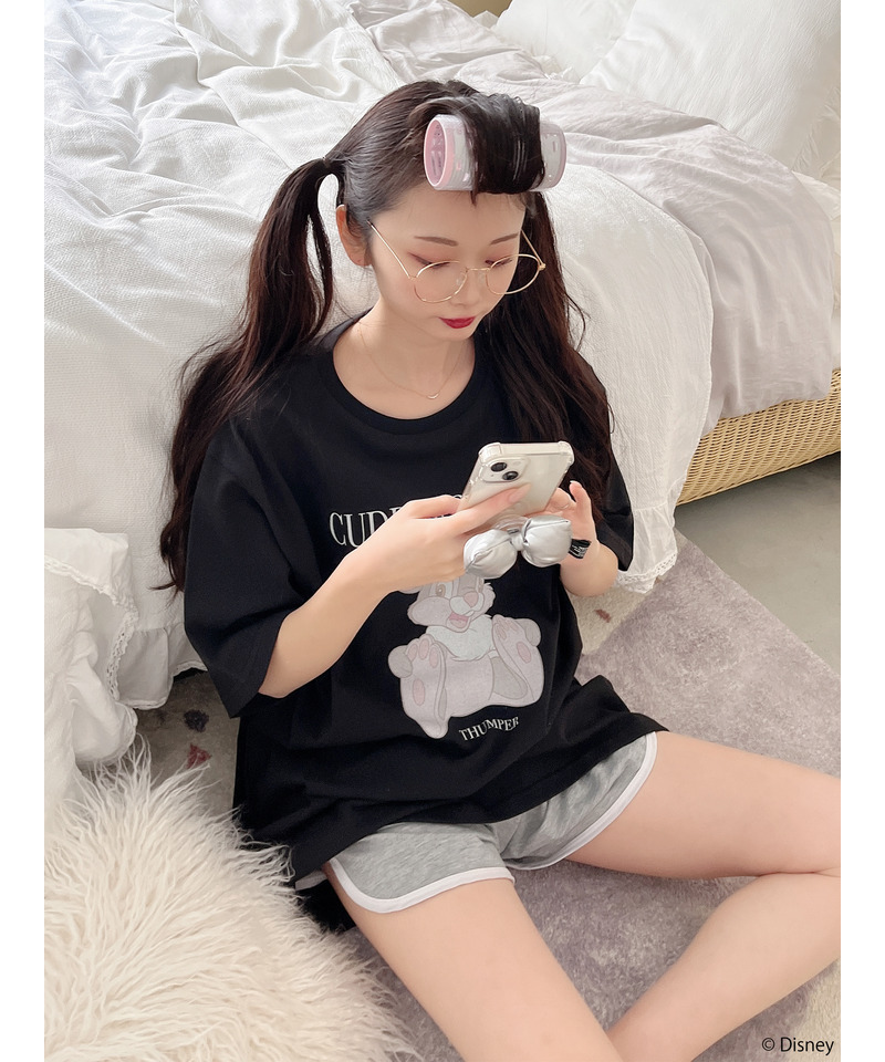 【Disney/バンビ】グラフィックプリントビッグTシャツ 詳細画像 ブラック 5
