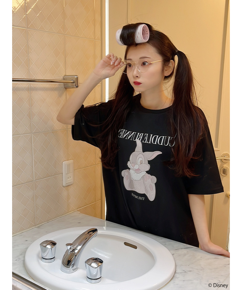 【Disney/バンビ】グラフィックプリントビッグTシャツ 詳細画像 ブラック 6