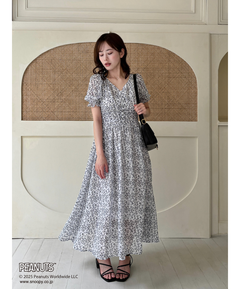 PEANUTS 小花柄フレアワンピース 詳細画像 オフホワイト 1