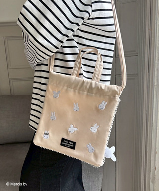 miffy 総柄パール巾着バッグ