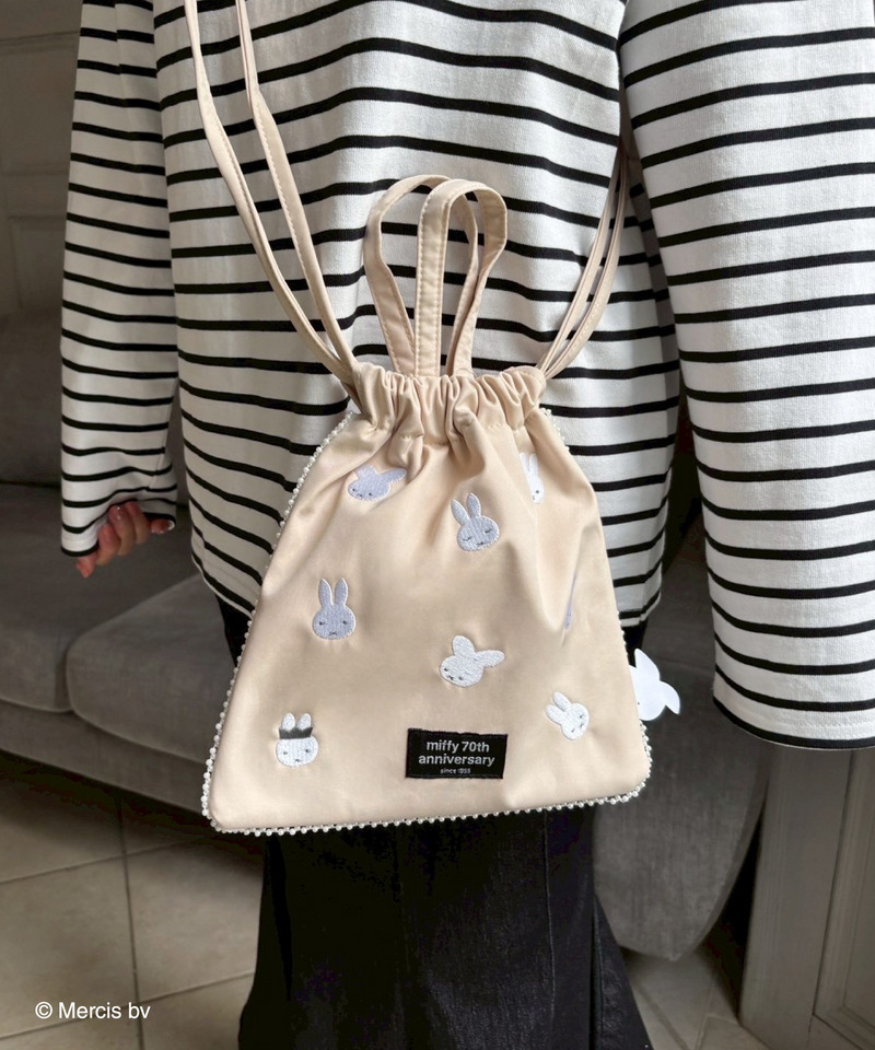 miffy 総柄パール巾着バッグ 詳細画像 ベージュ 4
