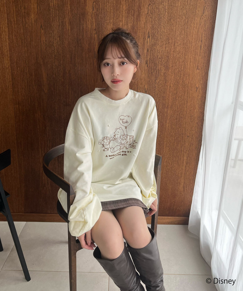 【Disney】くまのプーさん/プリントロンT 詳細画像 オフホワイト 1