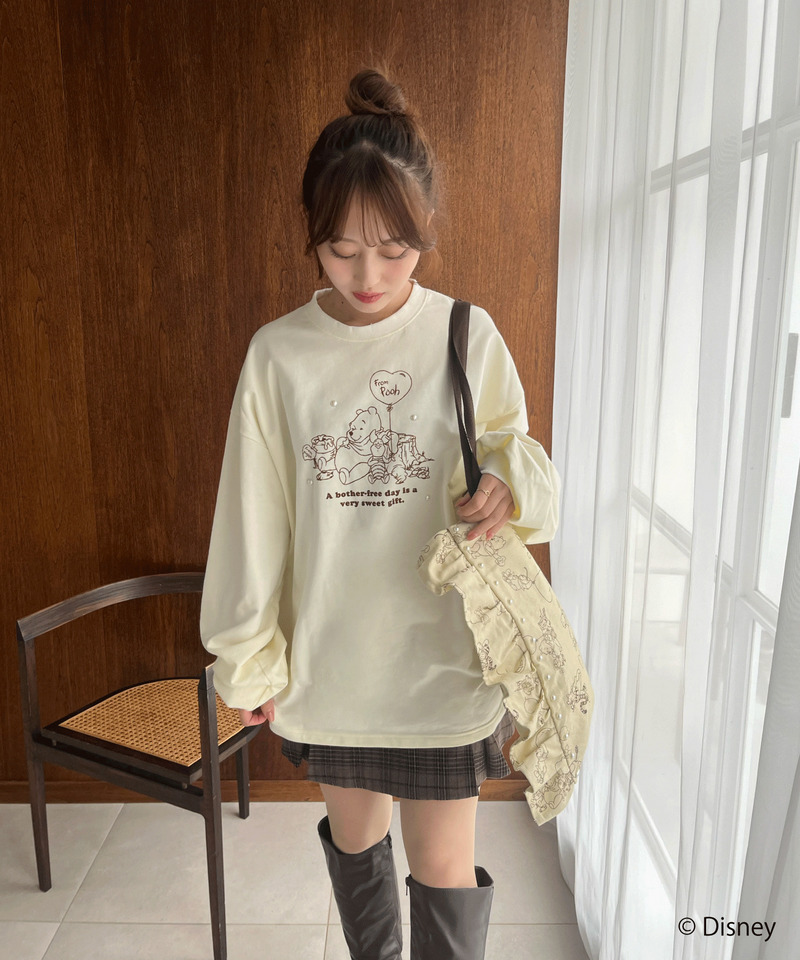 【Disney】くまのプーさん/プリントロンT 詳細画像 オフホワイト 13
