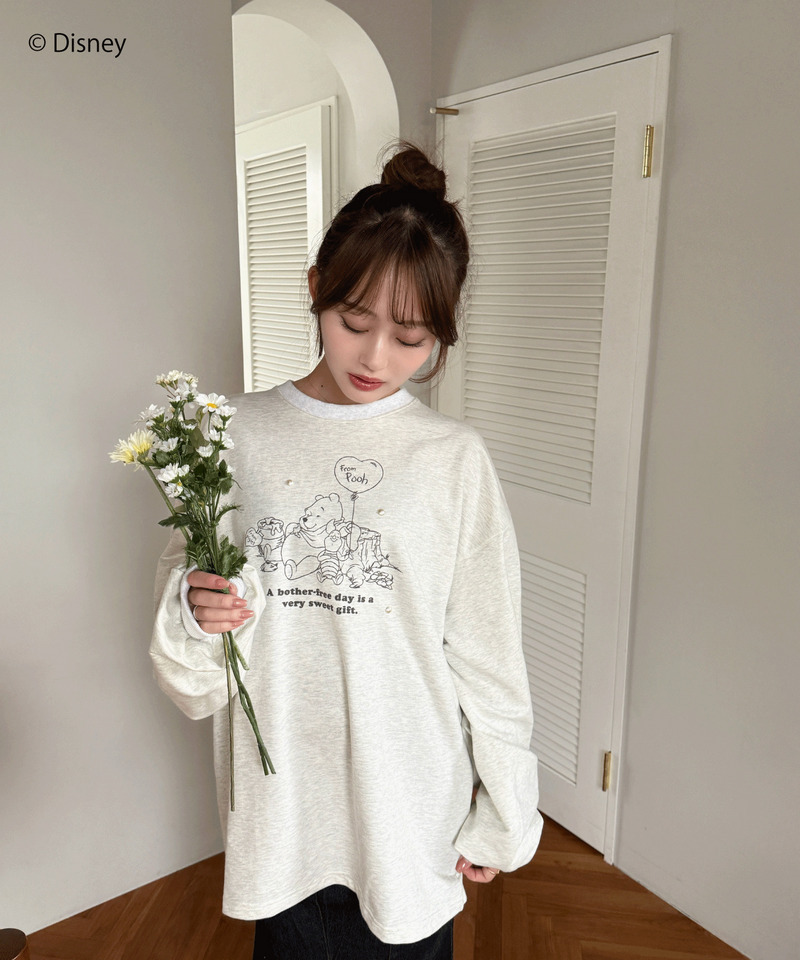 【Disney】くまのプーさん/プリントロンT 詳細画像 ライトグレー 3
