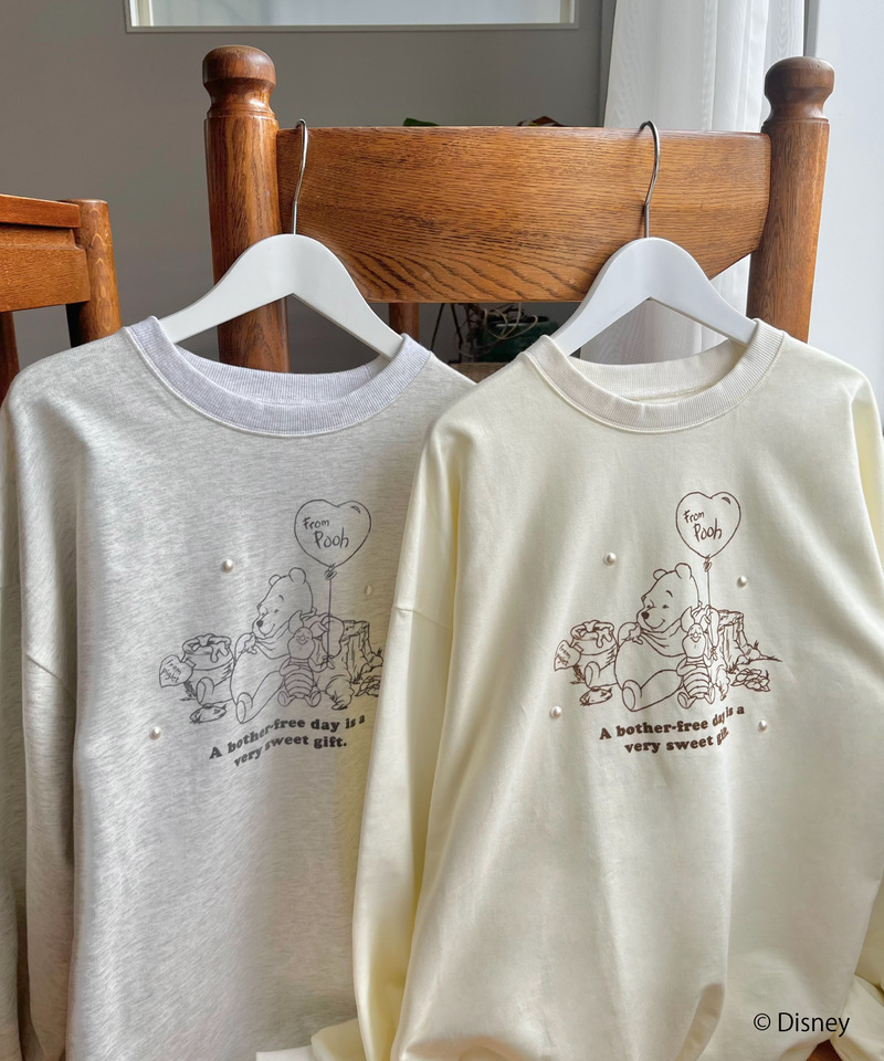 【Disney】くまのプーさん/プリントロンT 詳細画像 ライトグレー 4