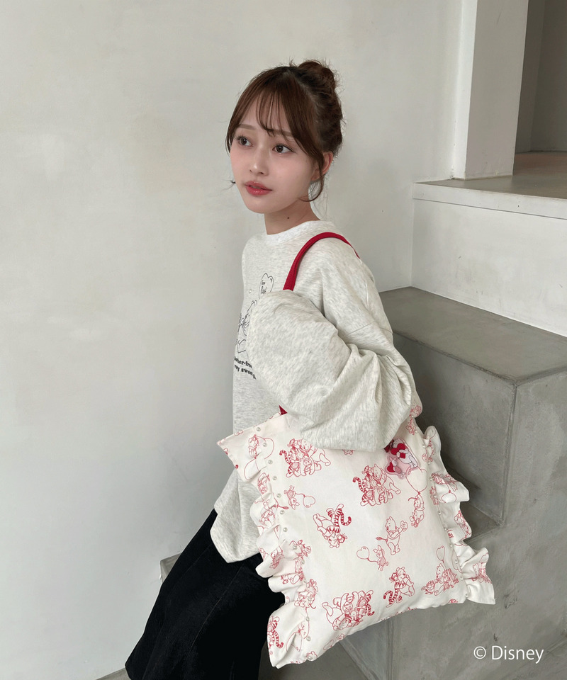 【Disney】くまのプーさん/フリルトートバッグ 詳細画像 オフホワイト 13