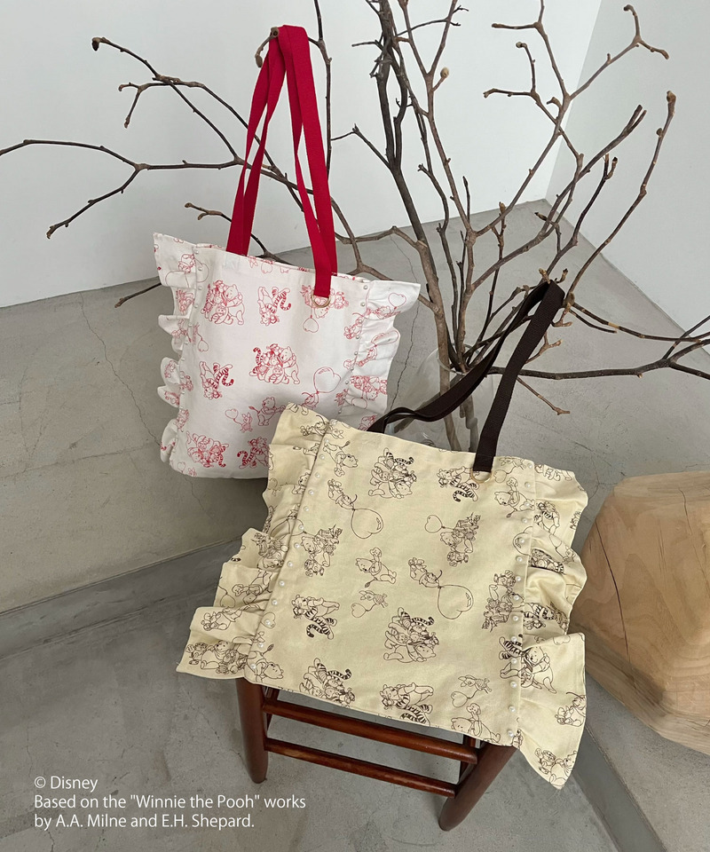 【超ときめき♡宣伝部 杏ジュリア様 着用】【Disney】くまのプーさん/フリルトートバッグ 詳細画像 オフホワイト 19