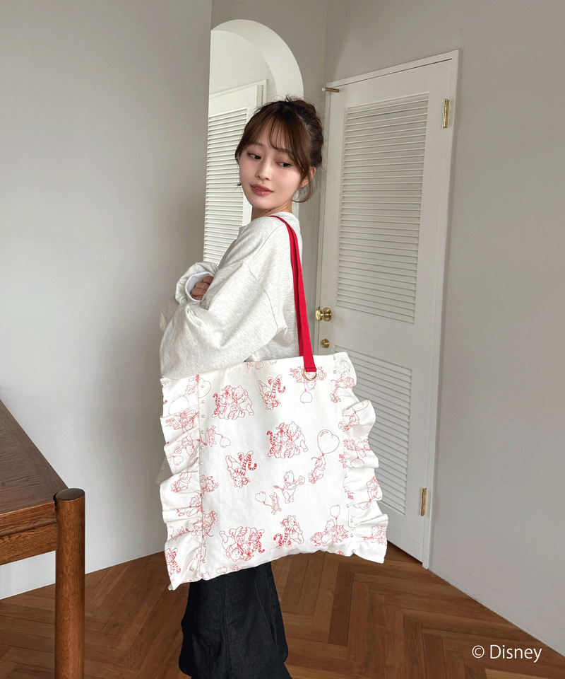 【Disney】くまのプーさん/フリルトートバッグ 詳細画像 オフホワイト 6