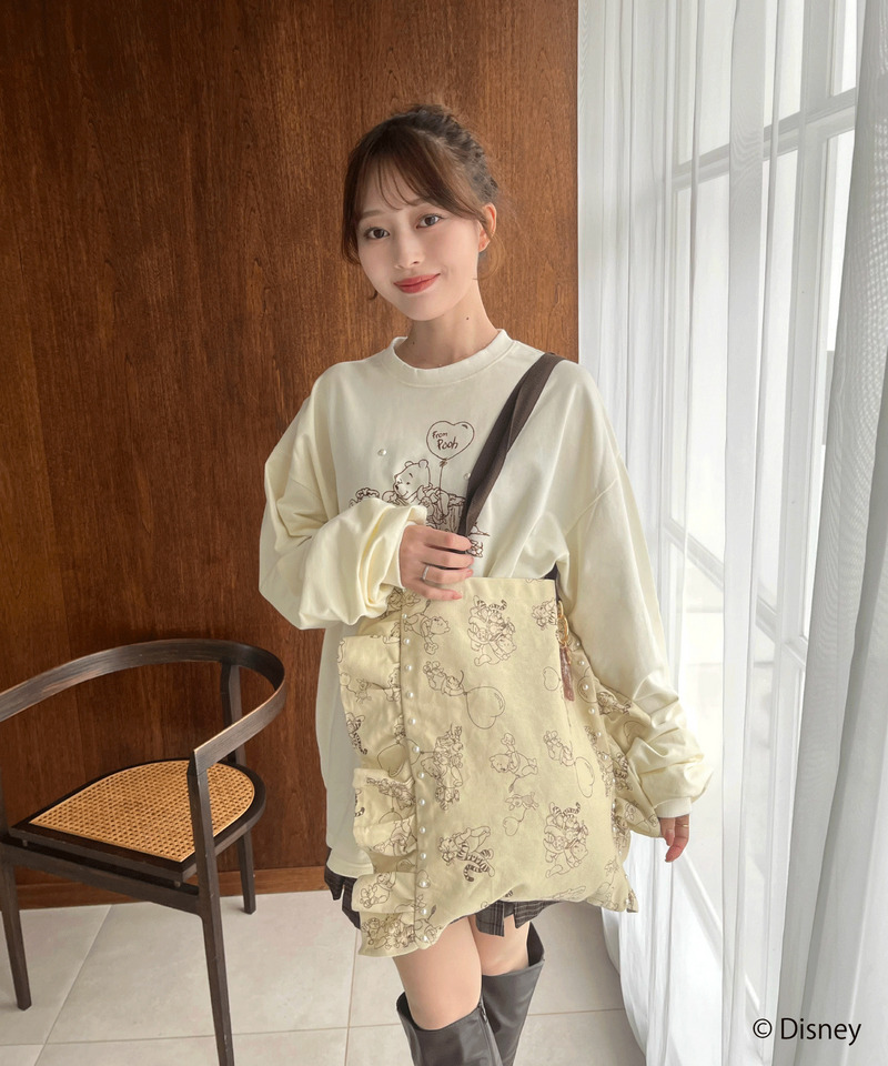 【Disney】くまのプーさん/フリルトートバッグ 詳細画像 ベージュ 1