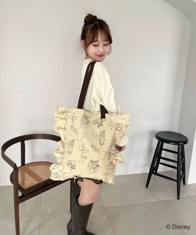 【Disney】くまのプーさん/フリルトートバッグ 詳細画像 ベージュ 11