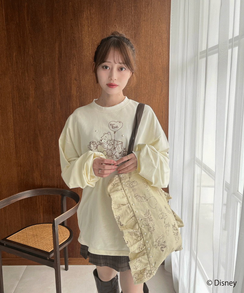 【Disney】くまのプーさん/フリルトートバッグ 詳細画像 ベージュ 7