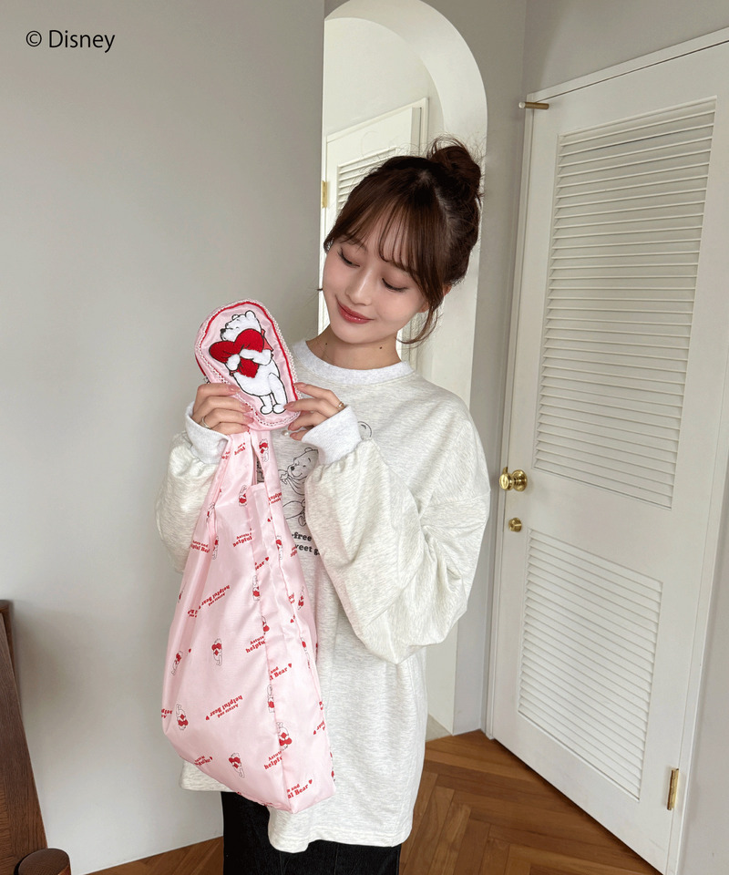 【Disney】くまのプーさん/エコバッグ付きラブリーポーチ 詳細画像 ピンク 3