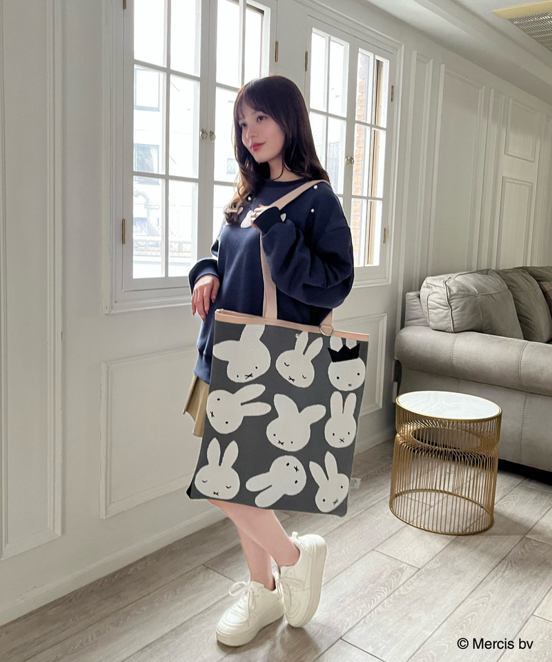 miffy ニットトートバッグ 詳細画像 グレー 6