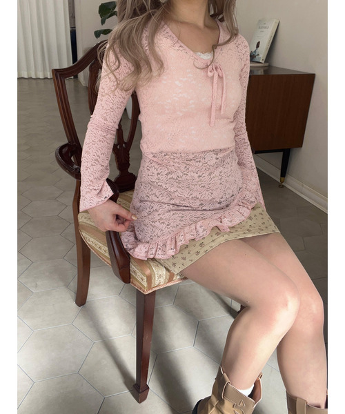 レースアシメワンピース 詳細画像