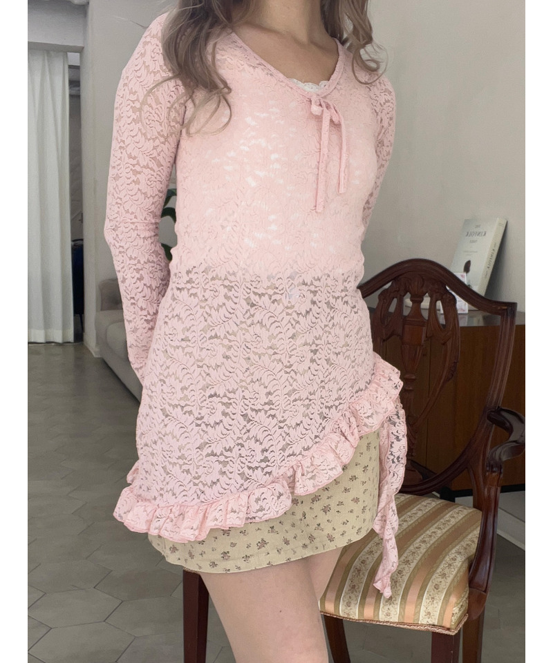 レースアシメワンピース 詳細画像 ピンク 3