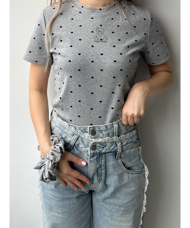 【MORE BEAR】シュシュSETハートTEE 詳細画像 グレー 2