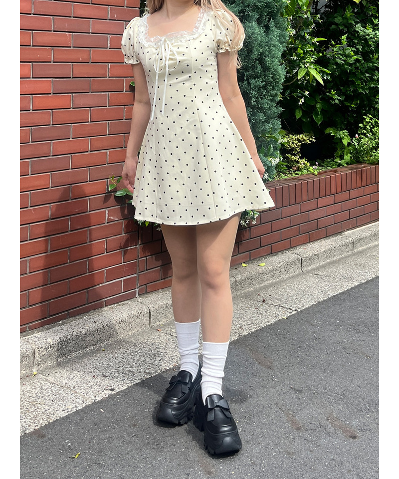 ドットフレンチワンピース 詳細画像 ベージュ 8