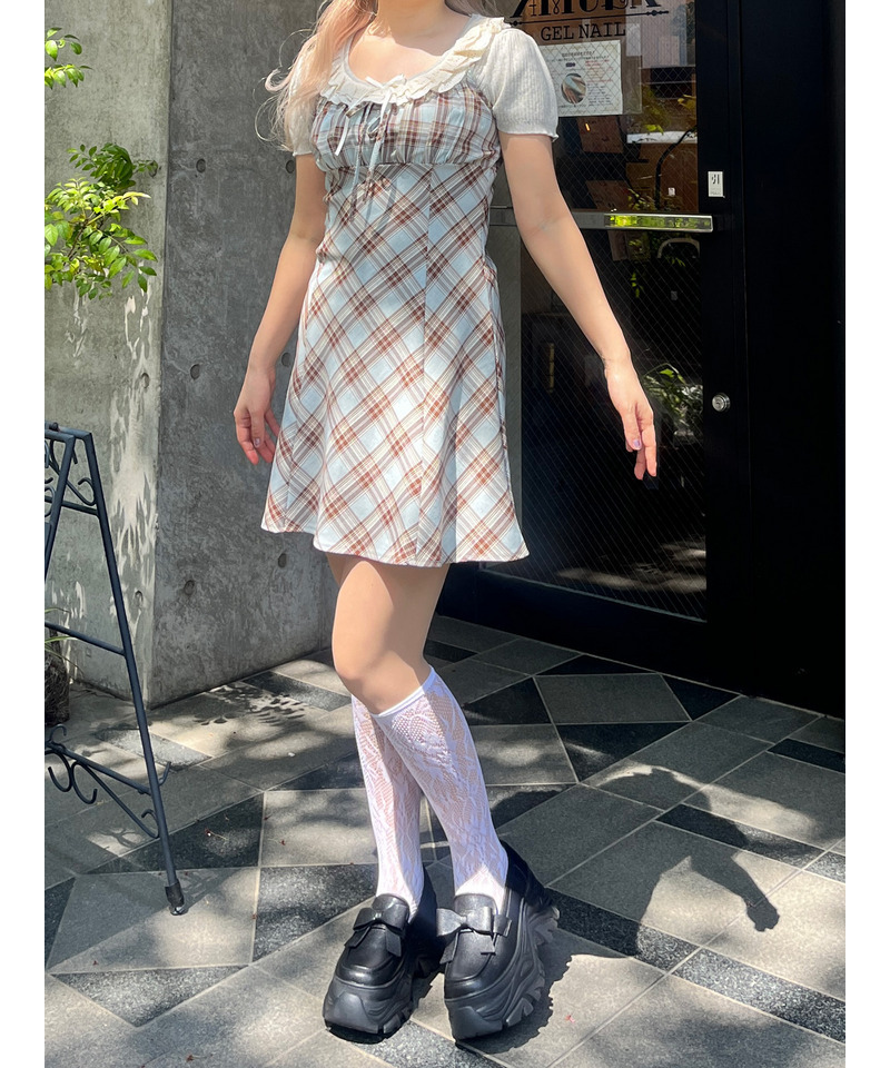 チェックキャミワンピース 詳細画像 ブルー 3