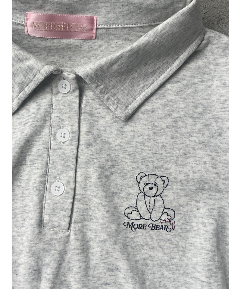 【MORE BEAR】レースポロトップス 詳細画像 ライトグレー 2