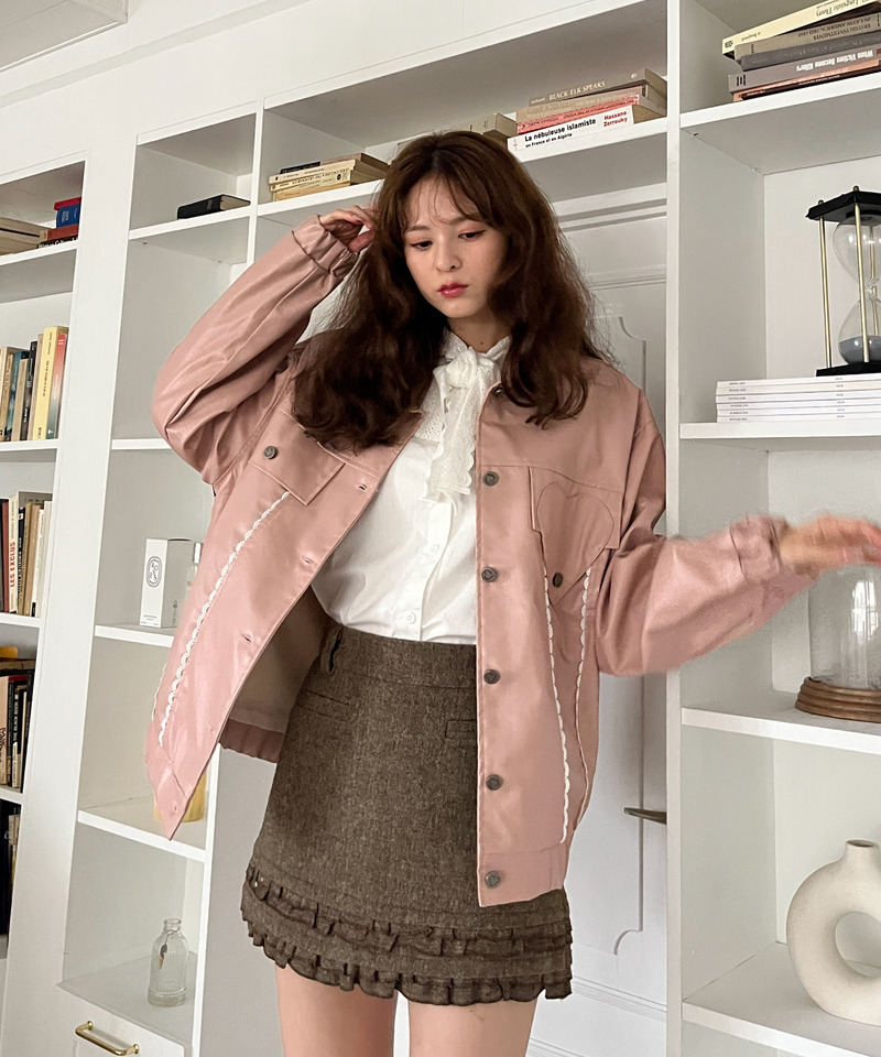 ハートルーズフェイクレザージャケット 詳細画像 ピンク 14