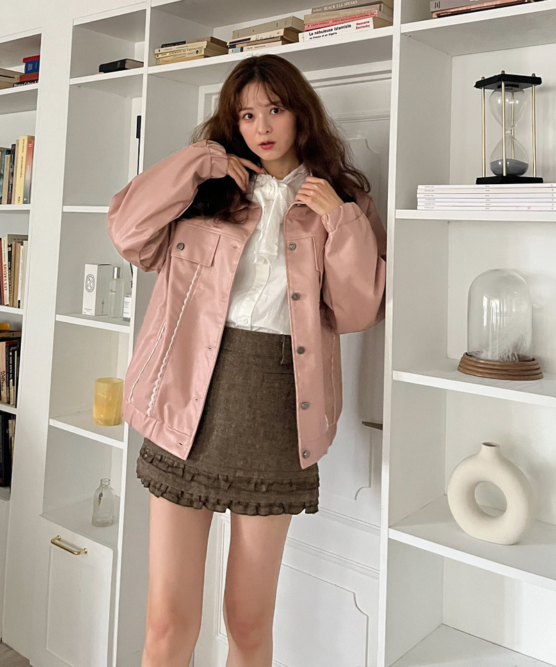 ハートルーズフェイクレザージャケット 詳細画像 ピンク 17