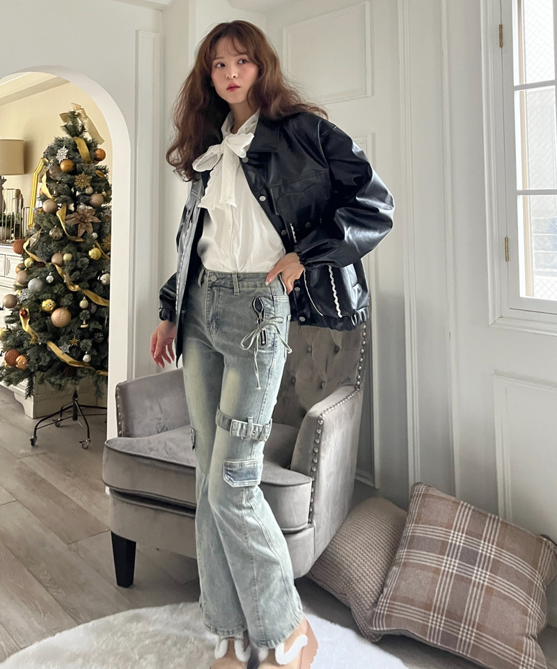 ハートルーズフェイクレザージャケット 詳細画像 ブラック 23