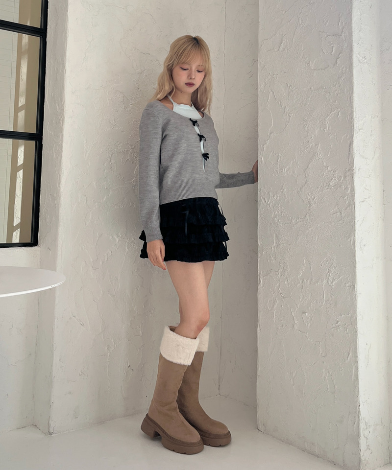 レイヤードリボンニット 詳細画像 グレー 11