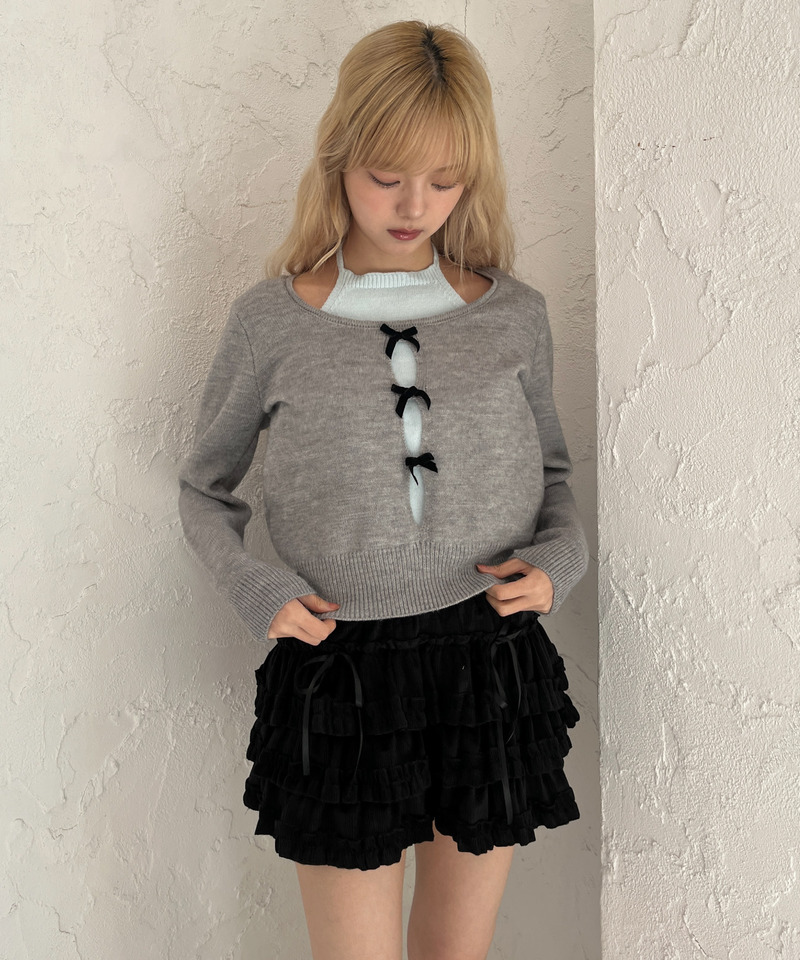 レイヤードリボンニット 詳細画像 グレー 12