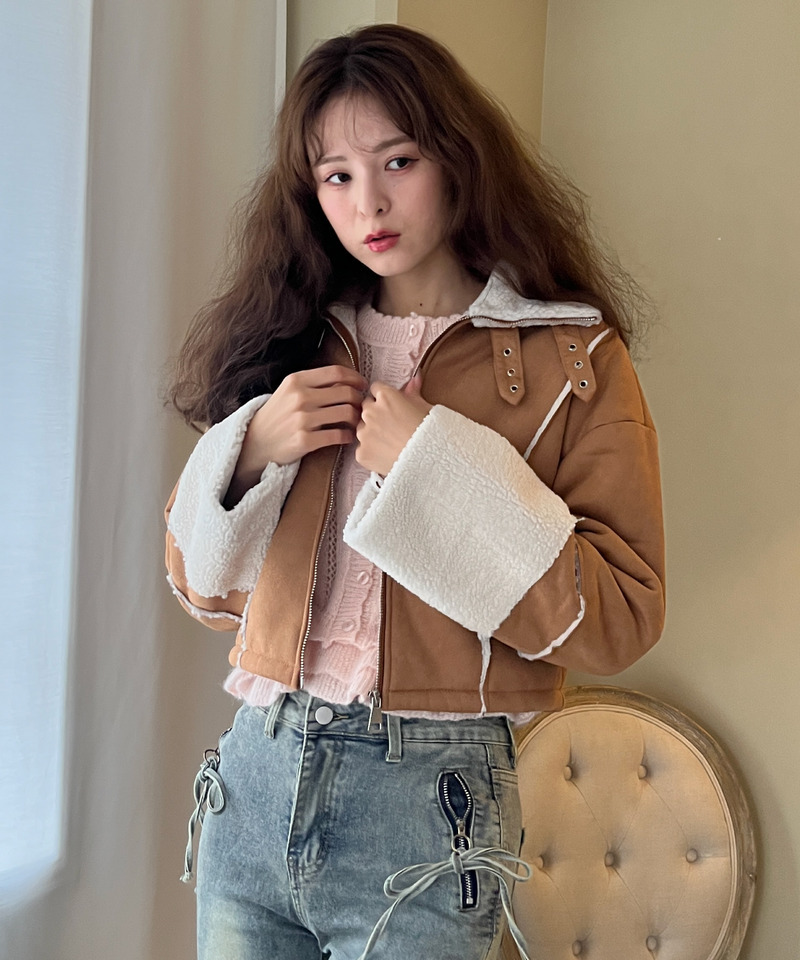 スエード フェイクムートンジャケット 詳細画像 BR 10