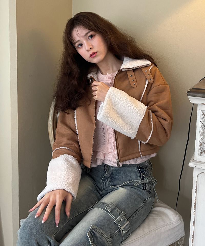 スエード フェイクムートンジャケット 詳細画像 BR 12