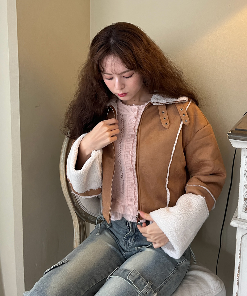 スエード フェイクムートンジャケット 詳細画像 BR 13