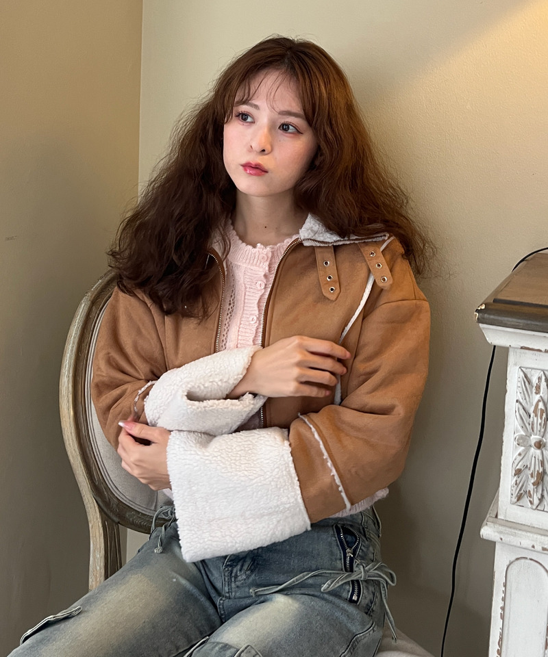 スエード フェイクムートンジャケット 詳細画像 BR 14