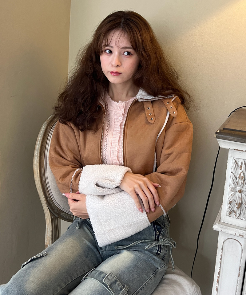 スエード フェイクムートンジャケット 詳細画像 BR 16