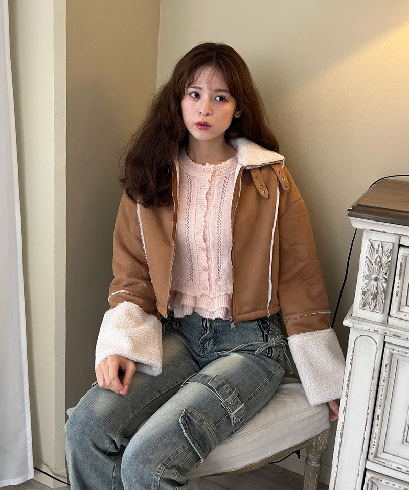 スエード フェイクムートンジャケット 詳細画像 BR 17