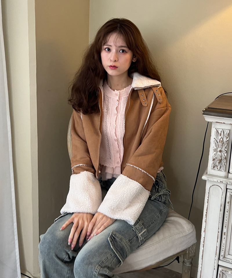 スエード フェイクムートンジャケット 詳細画像 BR 18