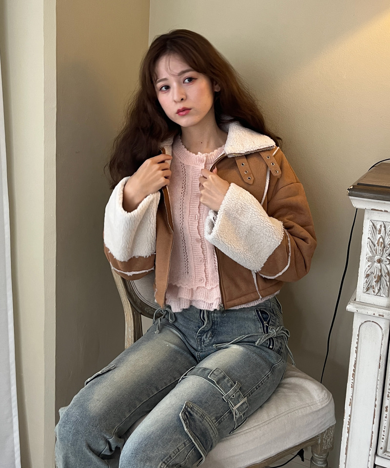 スエード フェイクムートンジャケット 詳細画像 BR 19