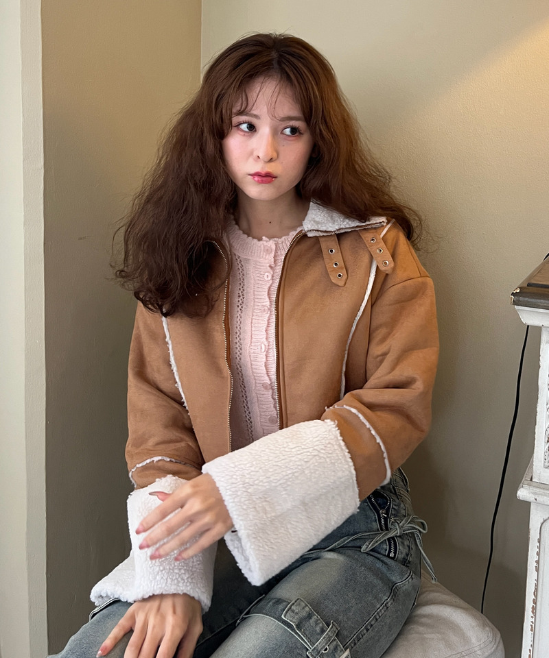 スエード フェイクムートンジャケット 詳細画像 BR 2